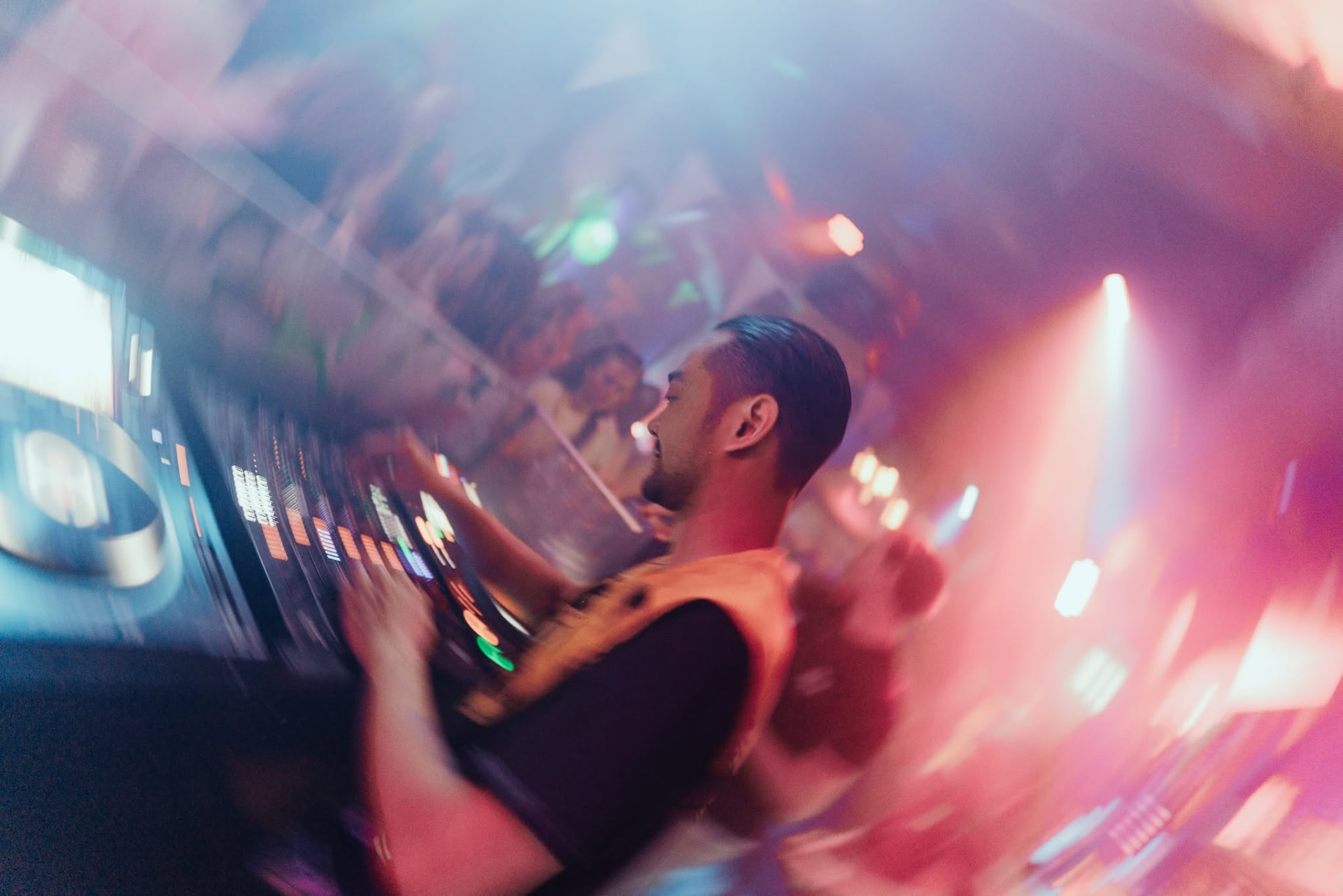 DJ behind the decks at Bar Bascule